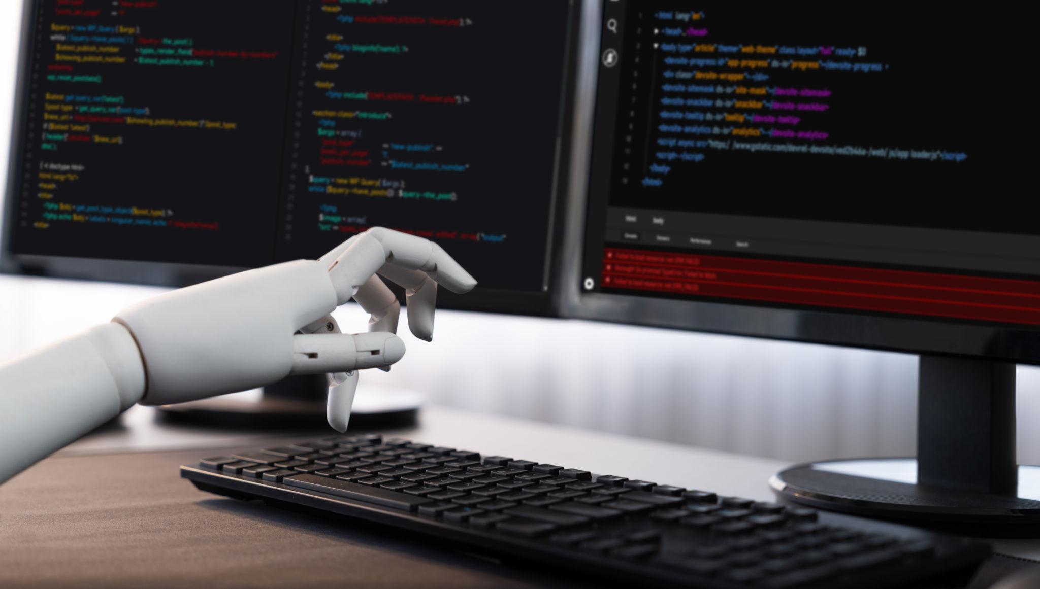 Editorial illustration for Anthropic says 80% of its new production code is now authored by ...